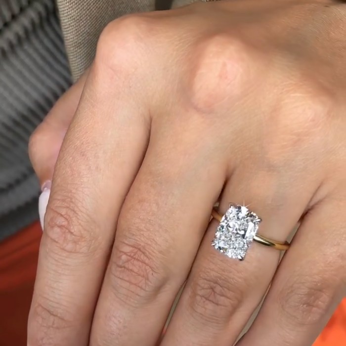 Elongated Cushion Cut Diamond Halo Engagement Ring Elongated cushion diamond