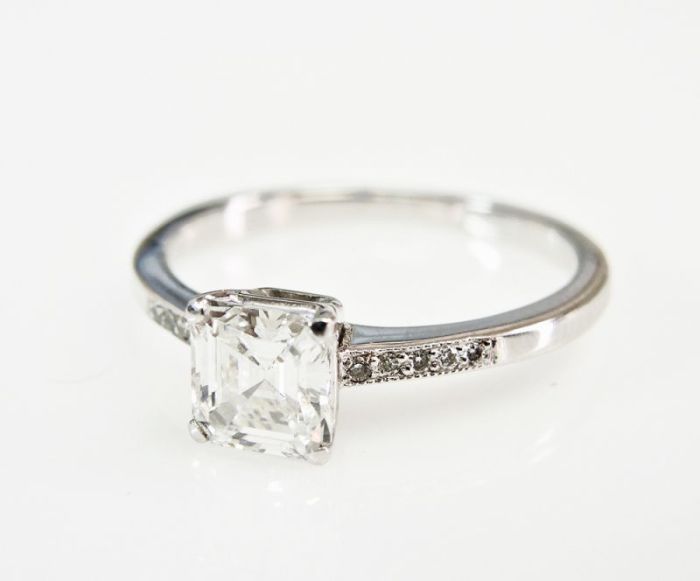 Asscher cut diamond ring